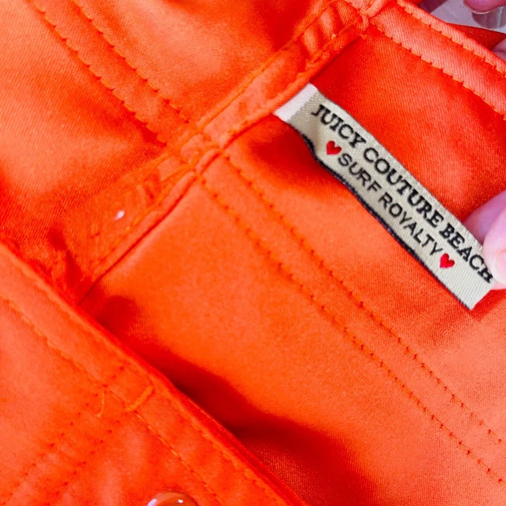 VTG Juicy Couture Women Board Shorts M Orange Y2K Varsity Logo Surf Royalty